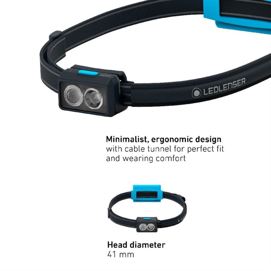 Ledlenser NEO3 - reguliuojamas LED galvos žibintas LED/3xAAA IP54 400 lm 20 h mėlynas