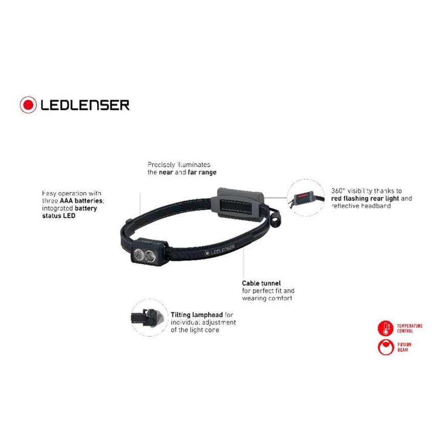 Ledlenser NEO3 - reguliuojamas LED galvos žibintas LED/3xAAA IP54 400 lm 20 val. juoda/balta