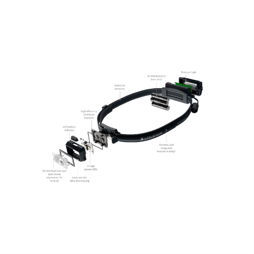 Ledlenser NEO3 - reguliuojamas LED galvos žibintas LED/3xAAA IP54 400 lm 20 val. juoda/balta