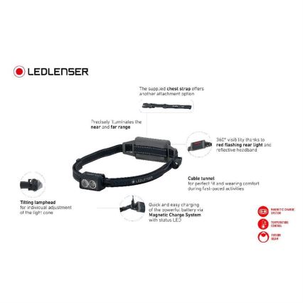 Ledlenser NEO5R - LED dimeriuojamas įkraunamas galvos žibintas LED/1800 mAh IP54 600 lm 35 h mėlynas