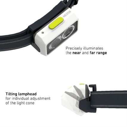 Ledlenser NEO5R - LED reguliuojamo ryškumo įkraunamas galvos žibintas LED/1800 mAh IP54 600 lm 35 val. juoda/balta