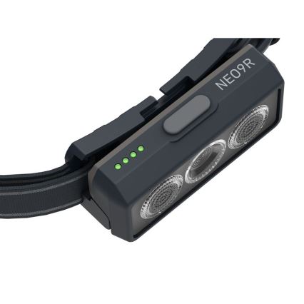Ledlenser NEO9R - su reguliuojamu ryškumu įkraunamas LED galvos žibintas, 5000 mAh, IP54, 1200 lm, iki 120 val., juoda/pilka
