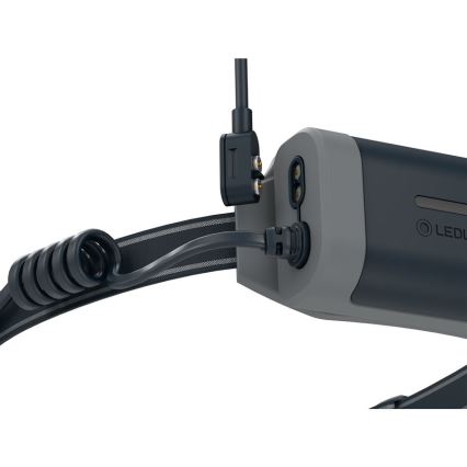 Ledlenser NEO9R - su reguliuojamu ryškumu įkraunamas LED galvos žibintas, 5000 mAh, IP54, 1200 lm, iki 120 val., juoda/pilka