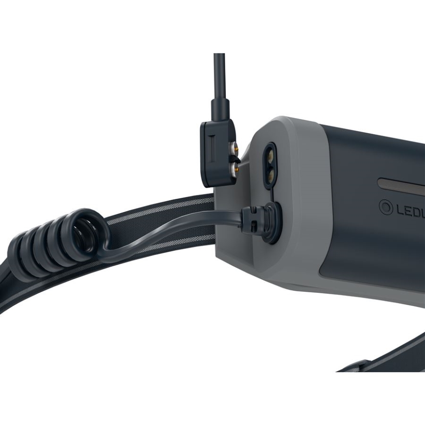 Ledlenser NEO9R - su reguliuojamu ryškumu įkraunamas LED galvos žibintas, 5000 mAh, IP54, 1200 lm, iki 120 val., juoda/pilka