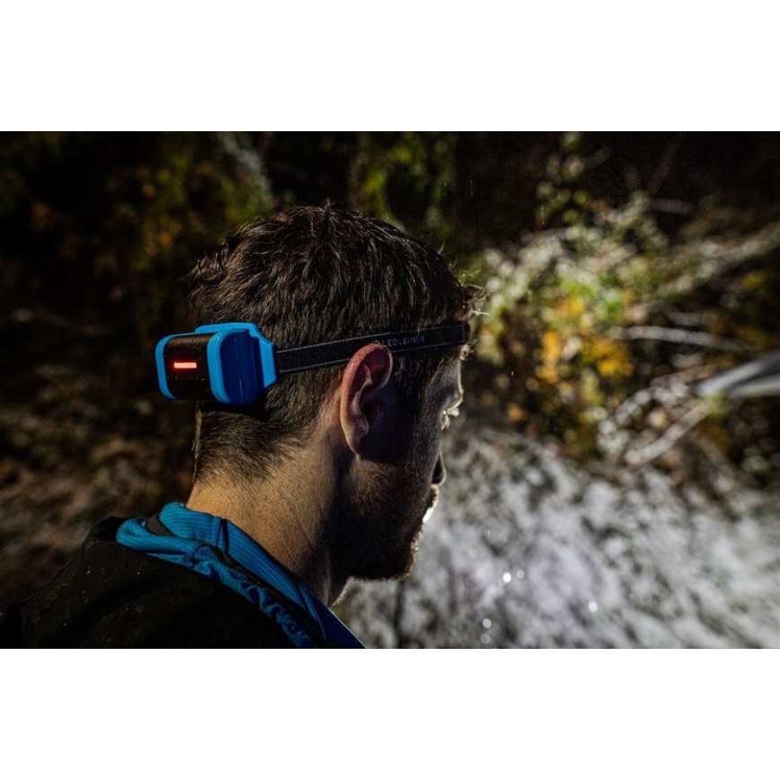 Ledlenser NEO9R - reguliuojamo ryškumo įkraunamas galvos žibintas LED/5000 mAh IP54 1200 lm 120h juoda/mėlyna