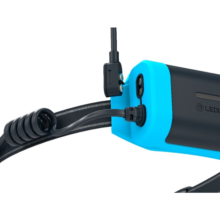 Ledlenser NEO9R - reguliuojamo ryškumo įkraunamas galvos žibintas LED/5000 mAh IP54 1200 lm 120h juoda/mėlyna