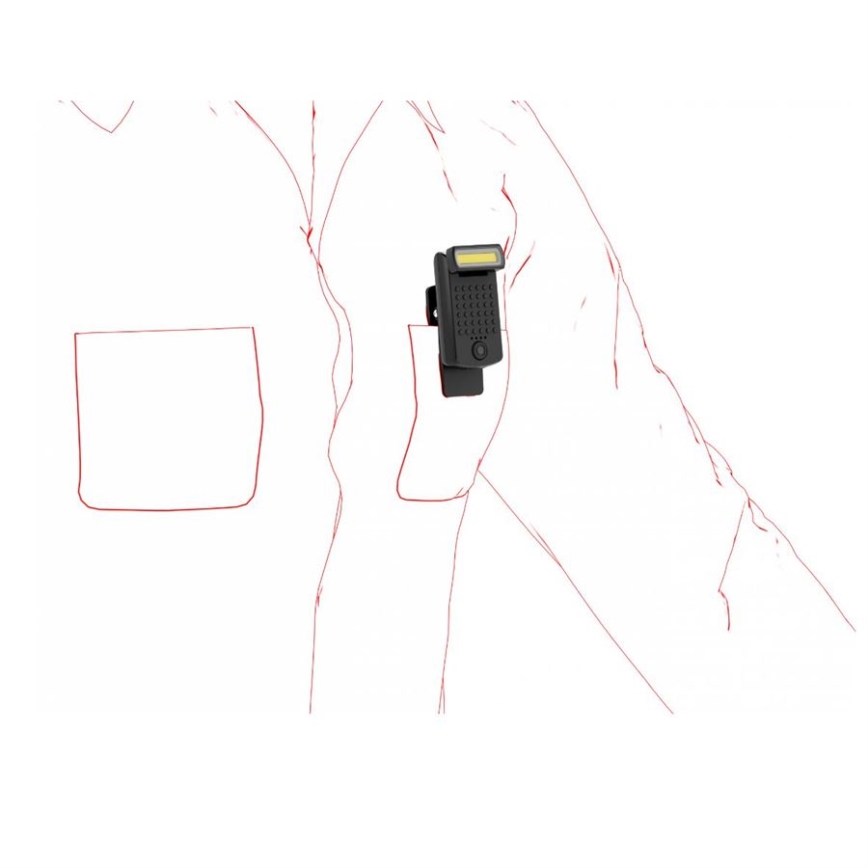 Ledlenser W1R - LED reguliuojamo ryškumo įkraunamas darbo žibintas su spaustuku LED/740 mAh IP54 220 lm