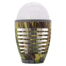 LEDNešiojama įkraunama lempa su vabzdžių gaudykle LED/2W/3,7V IPX4 kamufliažas
