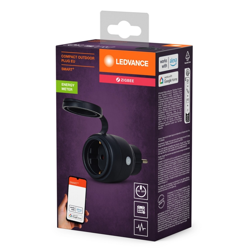 Ledvance - Išmanus lauko lizdas SMART+ 3680W/230V/Tipas F/SCHUKO 16A IP44 juoda