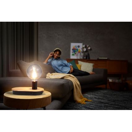 Ledvance - Jutiklinis stalinis šviestuvas Su USB connector DECOR WOOD 1xE27/8W/230V Kietmedis