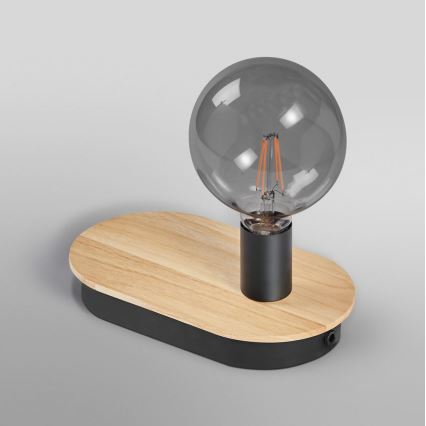 Ledvance - Jutiklinis stalinis šviestuvas Su USB connector DECOR WOOD 1xE27/8W/230V Kietmedis