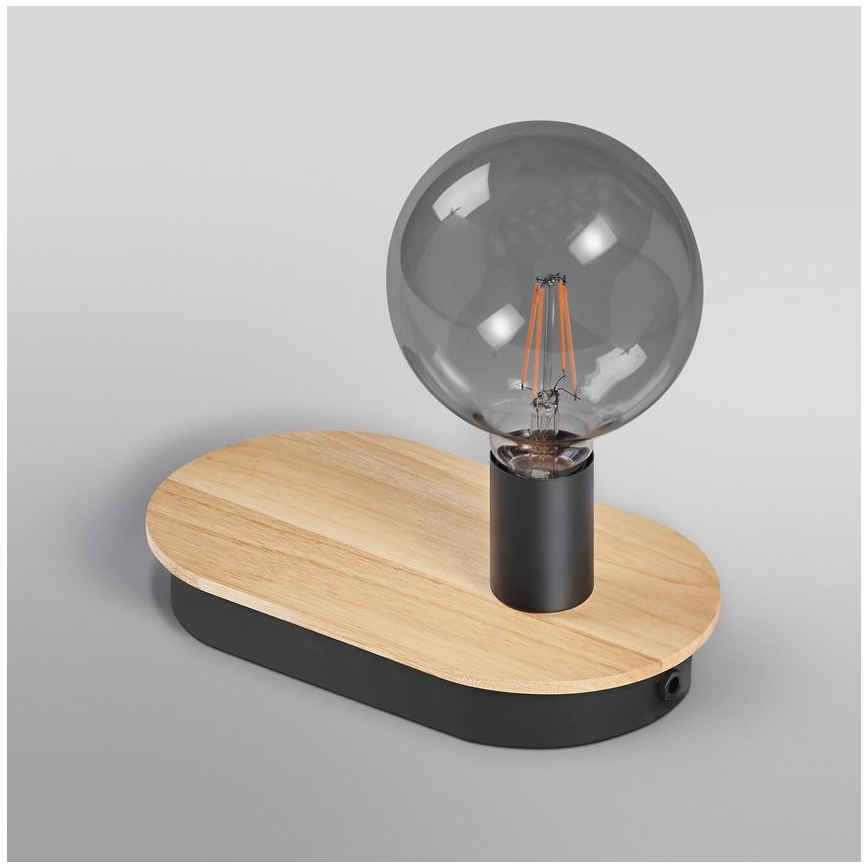 Ledvance - Jutiklinis stalinis šviestuvas Su USB connector DECOR WOOD 1xE27/8W/230V Kietmedis