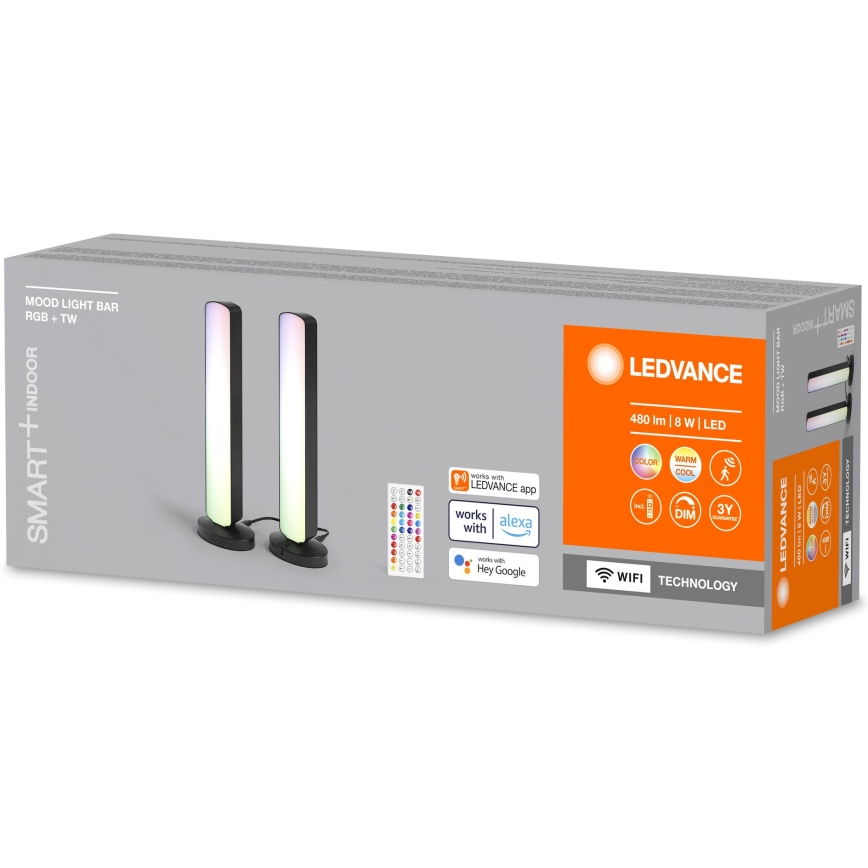 Ledvance - KOMPLEKTAS 2x LED RGBW Pritemdomas stalinis šviestuvas MOOD LIGHT LED/4W/230V Wi-Fi + nuotolinio valdymo pultas