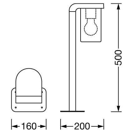 Ledvance - Lauko lempa CASCADE 1xE27/25W/230V IP44 50 cm