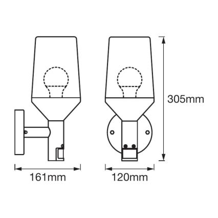 Ledvance - Lauko sieninis šviestuvas su jutikliu CALICE 1xE27/60W/230V IP44