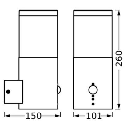 Ledvance - Lauko sieninis šviestuvas su jutikliu EBRO 1xE27/20W/230V IP44