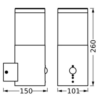 Ledvance - Lauko sieninis šviestuvas su jutikliu EBRO 1xE27/20W/230V IP44