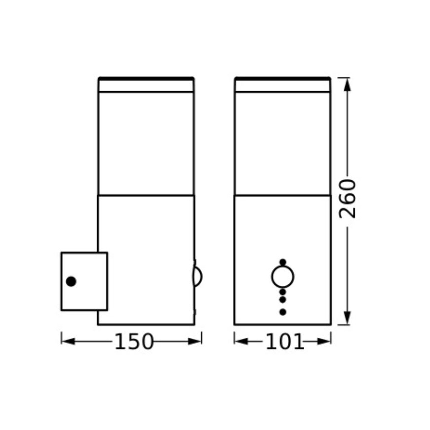 Ledvance - Lauko sieninis šviestuvas su jutikliu EBRO 1xE27/20W/230V IP44