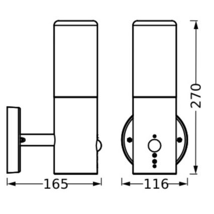 Ledvance - Lauko sieninis šviestuvas su jutikliu FIGO CYLINDER 1xE27/20W/230V