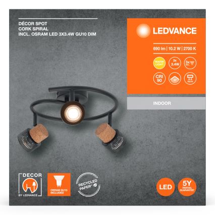 Ledvance - LED akcentinis šviestuvas DECOR CORK 3xGU10/3,4W/230V