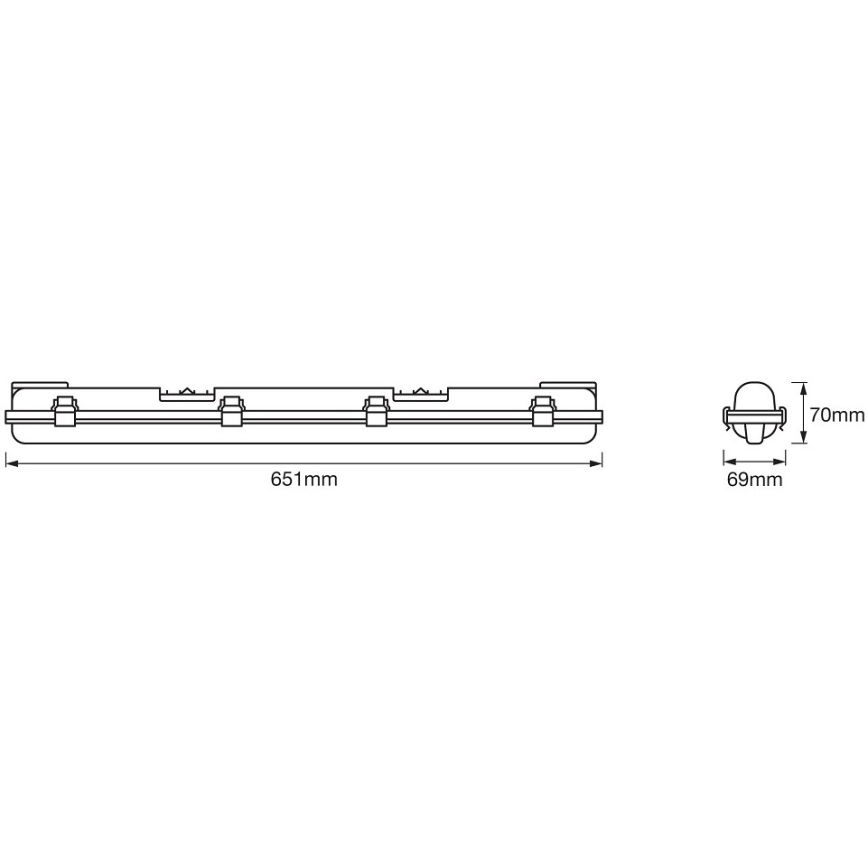 Ledvance – LED Didelio našumo fluorescencinis šviestuvas DAMP T8 1xG13/7W/230V IP65