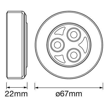 Ledvance - LED Jutiklinė orientacinė lemputė DOT-IT LED/0,2W/3xAAA