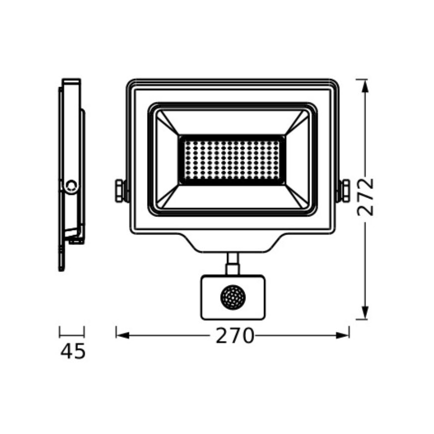 Ledvance - LED Lauko sieninis prožektorius su jutiklis FLOODLIGHT ESSENTIAL LED/100W/230V IP65