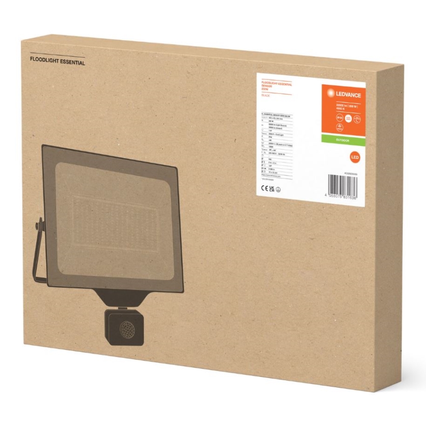 Ledvance - LED Lauko sieninis prožektorius su jutiklis FLOODLIGHT ESSENTIAL LED/200W/230V IP65