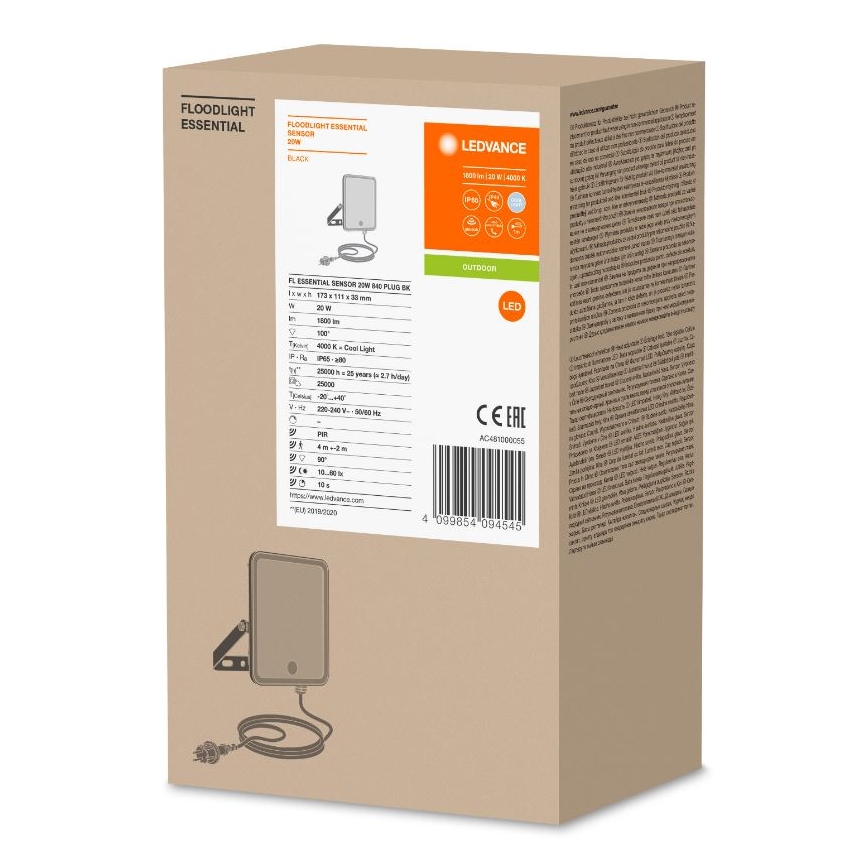Ledvance - LED Lauko sieninis prožektorius su jutikliu FLOODLIGHT LED/20W/230V IP65