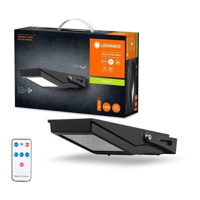 Ledvance - LED Lauko saulės prožektorius su jutikliu FLOOD LED/10W/3,6V 2000 mAh IP65 + nuotolinio valdymo pultas