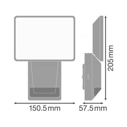 Ledvance - LED Lauko sieninis prožektorius su jutikliu FLOOD LED/15W/230V IP55