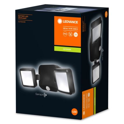 Ledvance - LED Lauko sieninis šviestuvas su jutikliu BATTERY 2xLED/10W/4xD IP54