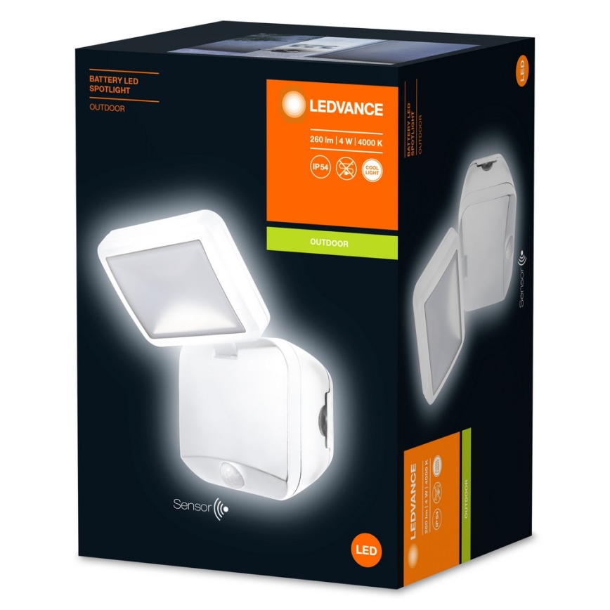 Ledvance - LED Lauko sieninis šviestuvas su jutikliu BATTERY LED/4W/4xD IP54