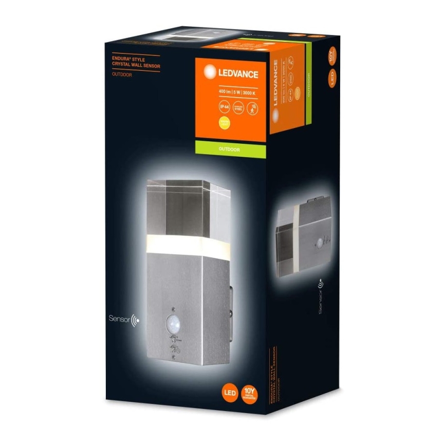 Ledvance - LED Lauko sieninis šviestuvas su jutikliu  CRYSTAL 1xLED/5W/230V IP44