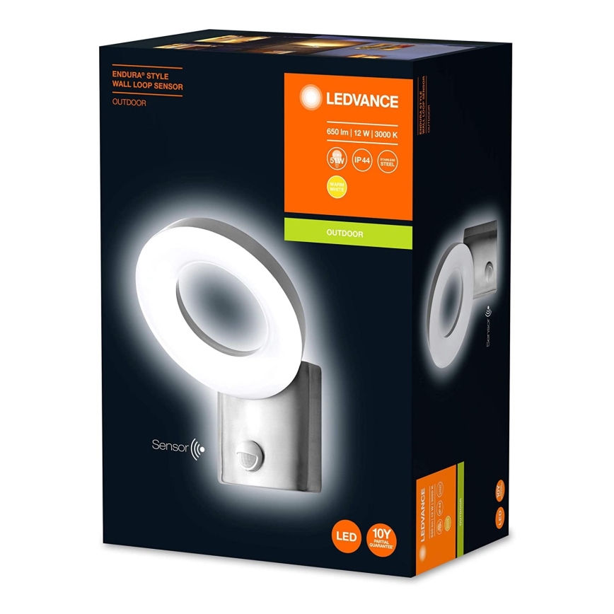 Ledvance - LED Lauko sieninis šviestuvas su jutikliu LOOP 1xLED/12W/230V IP44