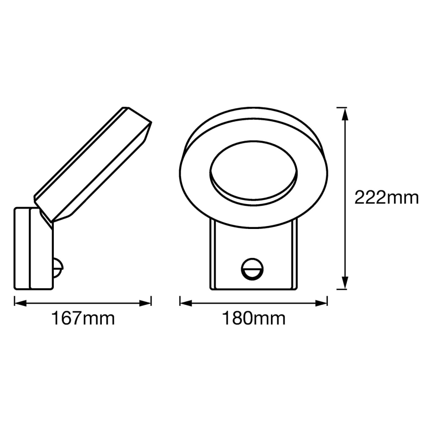 Ledvance - LED Lauko sieninis šviestuvas su jutikliu LOOP 1xLED/12W/230V IP44