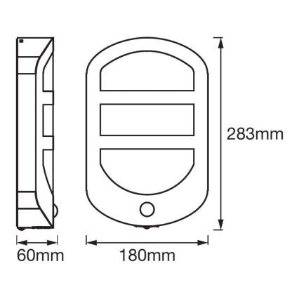 Ledvance - LED Lauko sieninis šviestuvas su jutikliu PLATE LED/12,5W/230V IP44