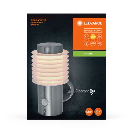 Ledvance - LED Lauko sieninis šviestuvas su jutikliu ENDURA RONDO LED/9,5W/230V IP44 chromas