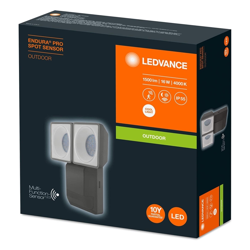 Ledvance - LED Lauko sieninis šviestuvas su jutikliu SPOT 2xLED/8W/230V IP55