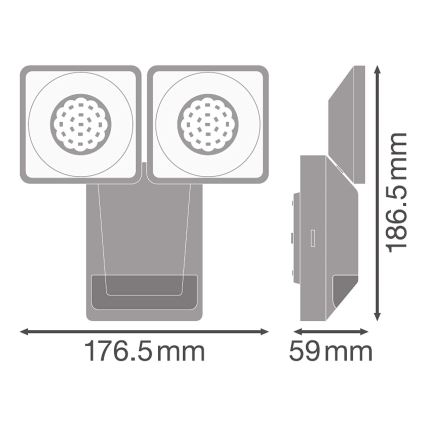 Ledvance - LED Lauko sieninis šviestuvas su jutikliu SPOT 2xLED/8W/230V IP55