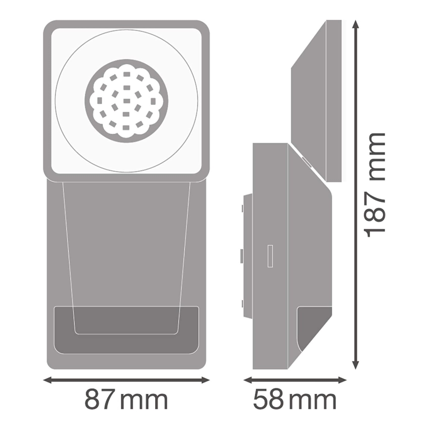 Ledvance - LED Lauko sieninis šviestuvas su jutikliu  SPOT LED/8W/230V IP55 juodas