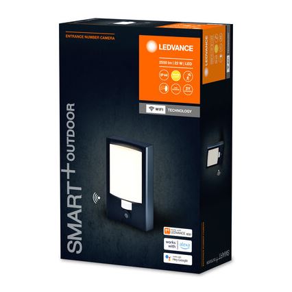 Ledvance - LED šviesos reguliavimas Lauko sieninis šviestuvas su jutikliu ir Kamera SMART+ LED/22W/230V IP44 Wi-Fi