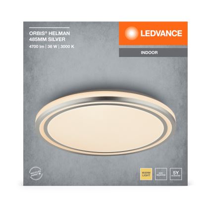 Ledvance - LED lubinis šviestuvas ORBIS HELMAN LED/36W/230V diametras 48,5 cm sidabras