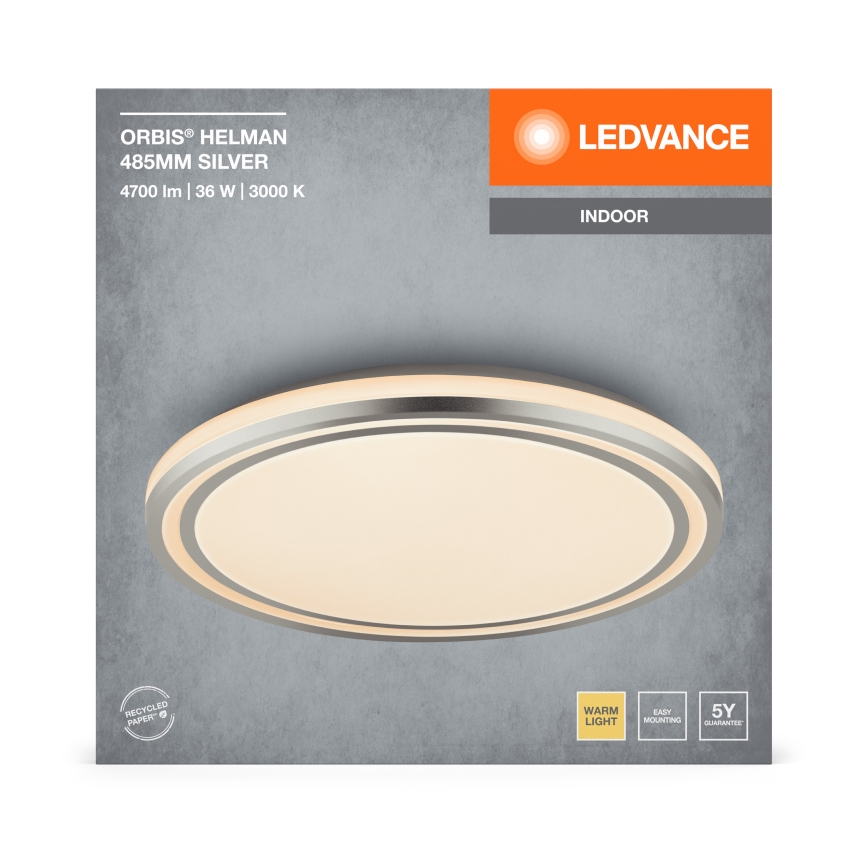 Ledvance - LED lubinis šviestuvas ORBIS HELMAN LED/36W/230V diametras 48,5 cm sidabras