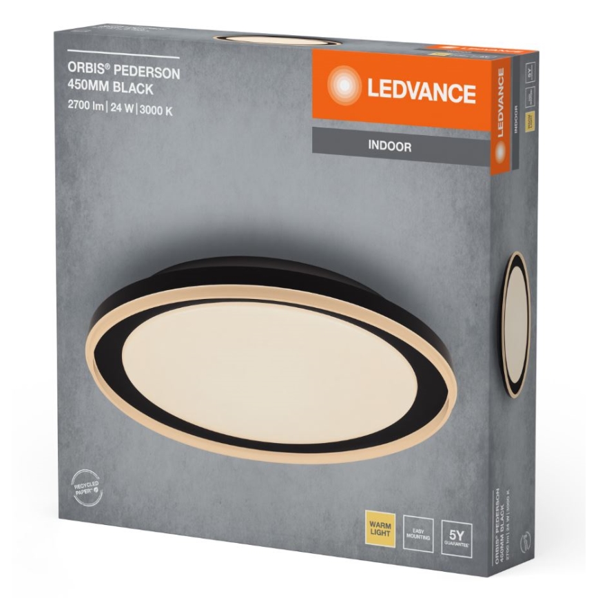 Ledvance - LED lubinis šviestuvas ORBIS PEDERSON LED/24W/230V diametras 45 cm juoda