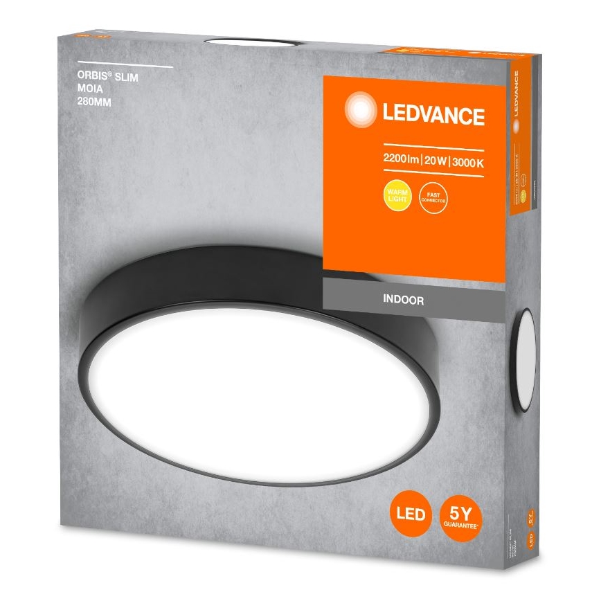 Ledvance - LED lubinis šviestuvas ORBIS SLIM LED/20W/230V juoda