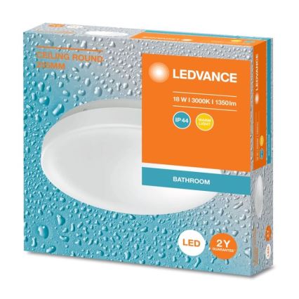 Ledvance - LED lubinis vonios šviestuvas CEILING ROUND LED/18W/230V 3000K IP44