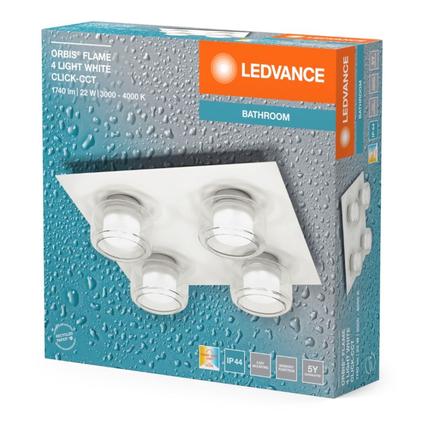 Ledvance - LED lubinis vonios šviestuvas ORBIS FLAME 4xLED/5,5W/230V 3000/4000K IP44 balta