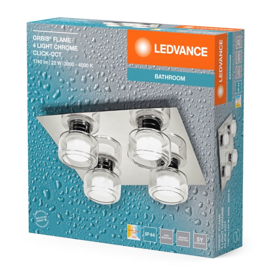 Ledvance - LED lubinis vonios šviestuvas ORBIS FLAME 4xLED/5,5W/230V 3000/4000K IP44 chromas