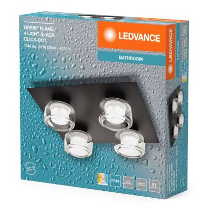 Ledvance - LED lubinis vonios šviestuvas ORBIS FLAME 4xLED/5,5W/230V 3000/4000K IP44 juoda